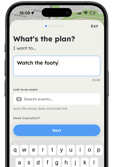 Eventi app - Watch the footy intent